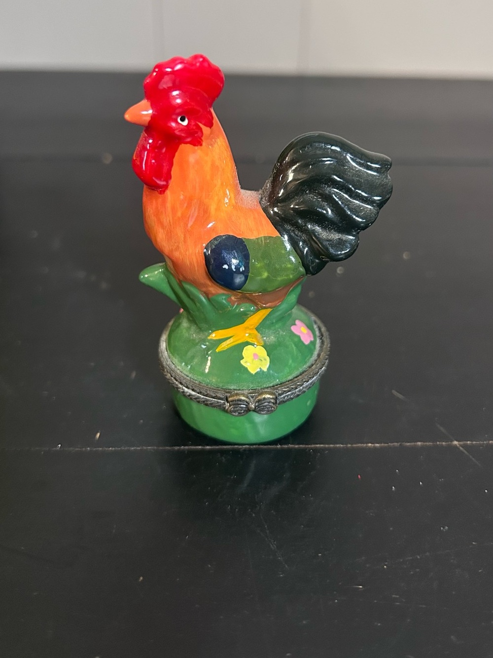 Hand-Painted Rooster Trinket Box - Bright Multi-Color